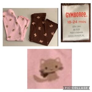 Gymboree Kitty Glamour Legging Lot-Pink and Brown-Size 18-24 Months Cotton
